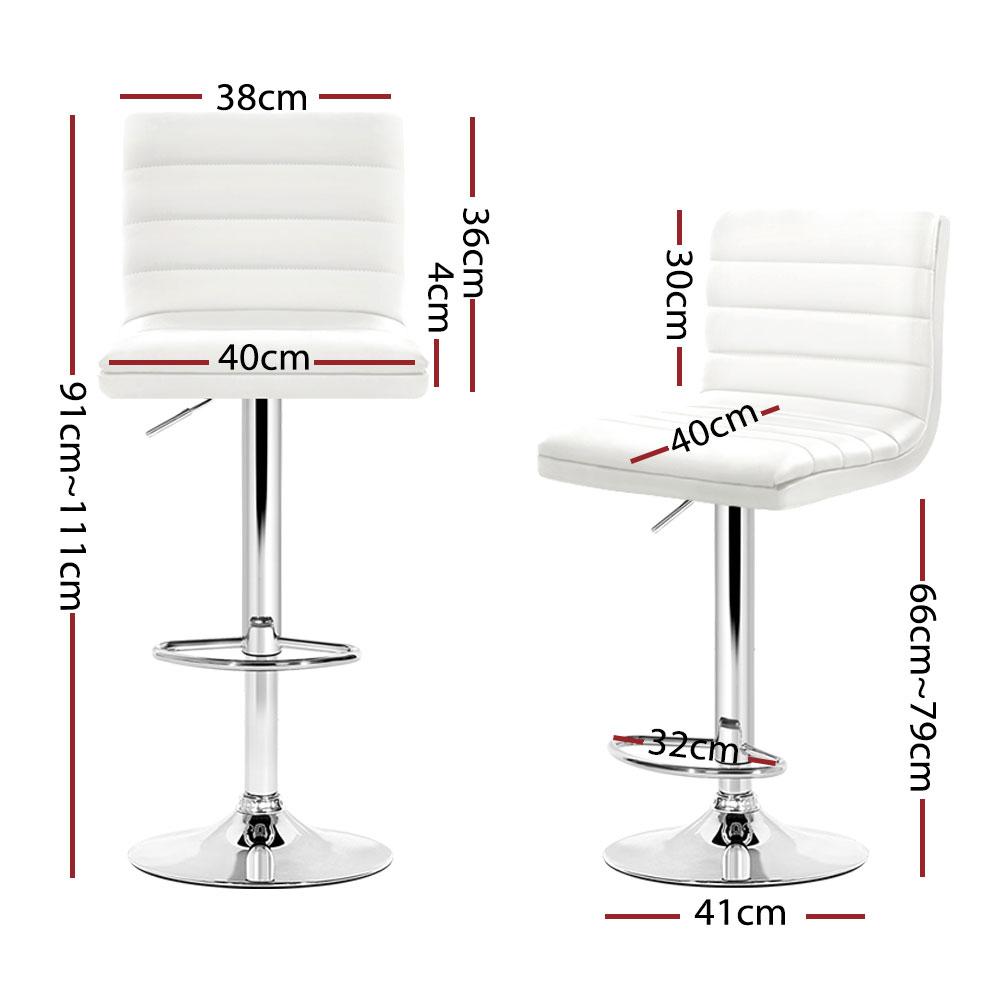 Artiss Set of 4 modern bar stools in white PU leather with chrome accents, featuring a thick padded seat and a sturdy base.